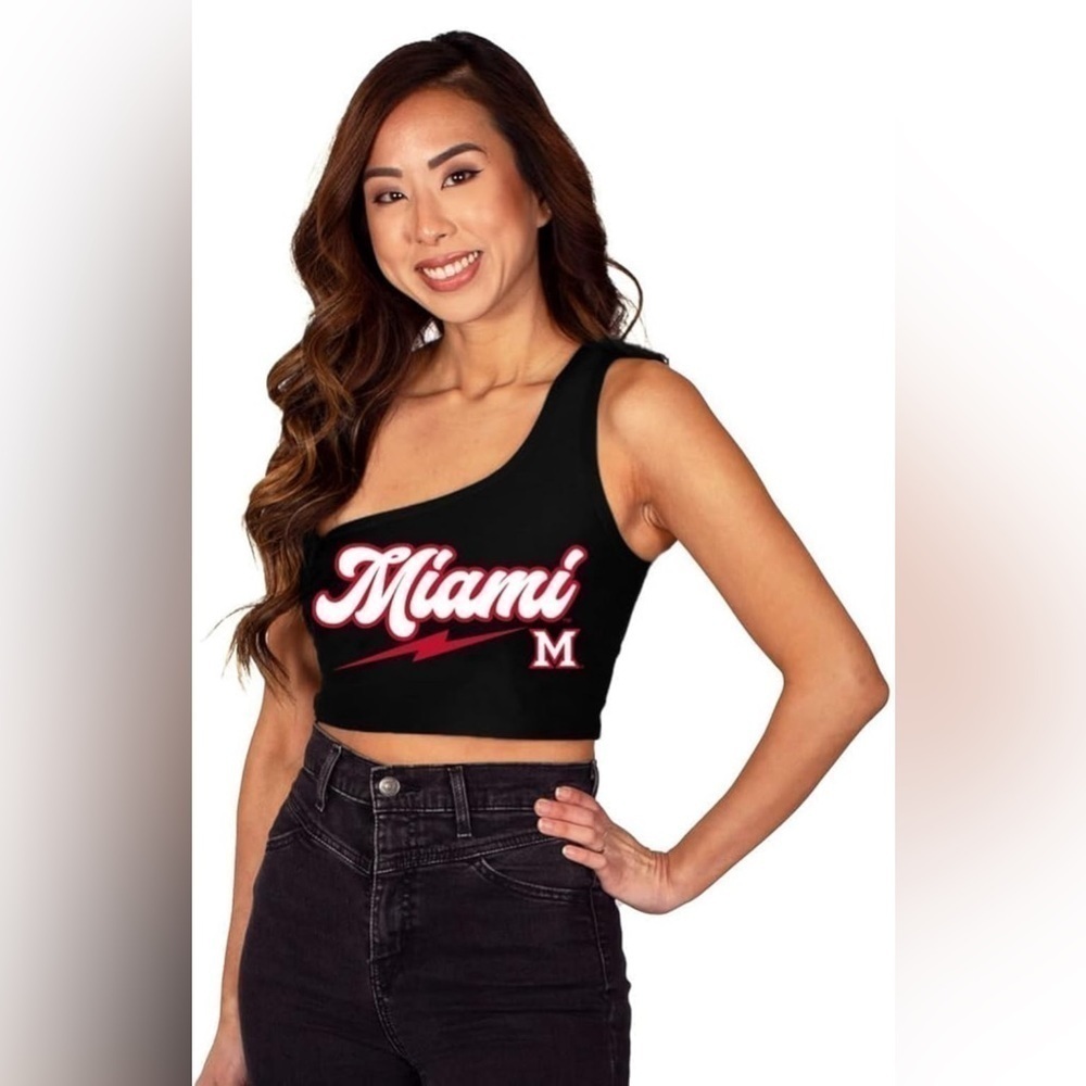 Lojobands Women's Tailgate Outfit One Shoulder Top Crop Top One Size Fits Most